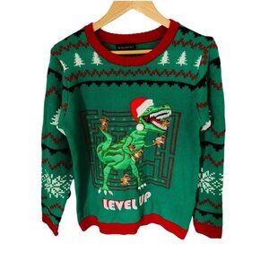 Blizzard Bay Kids Unisex Dinosaur Ugly Christmas Holiday Sweater Size XL (18/20)